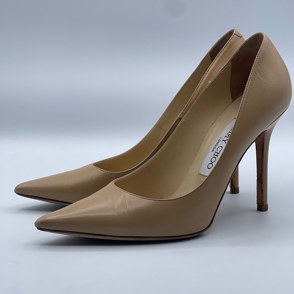 Jimmy Choo Nude Leather Pointed-Toe Pumps – Size 36 l Poshmark